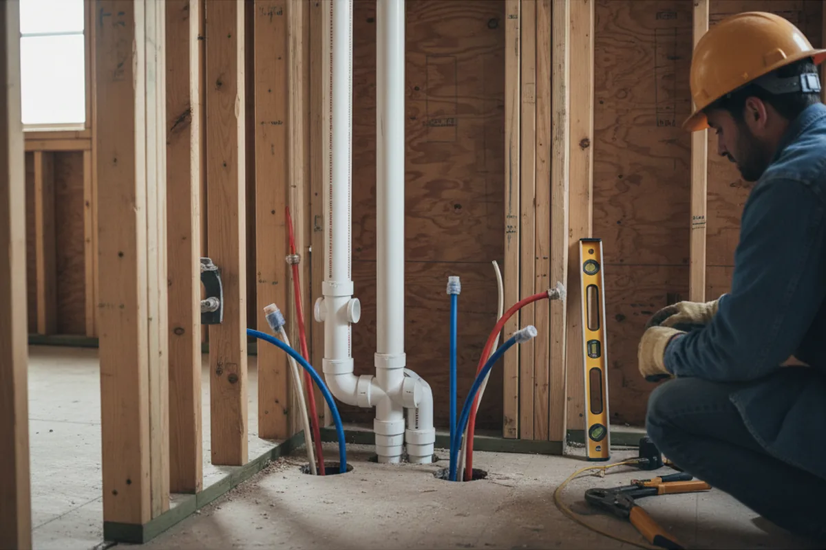 Drain and supply rough-in during Leak Detection in Pennville